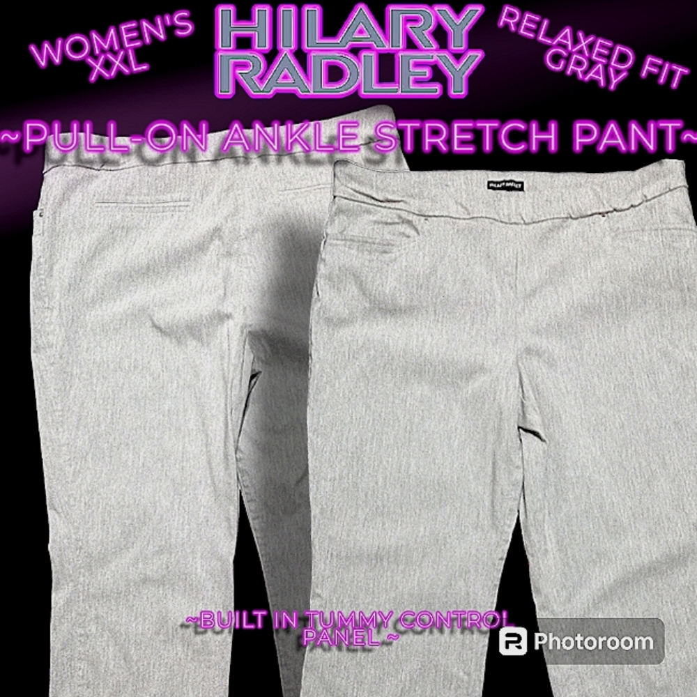 Hilary Radley | Women Pull-On Stretch Ankle Pant | Mesh Tummy Control | XXL Gray